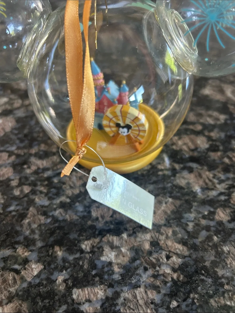 DISNEY DISNEYLAND MICKY ICON GLASS BALL ORNAMENT CASTLE MICKEY FUN WHEEL NWT